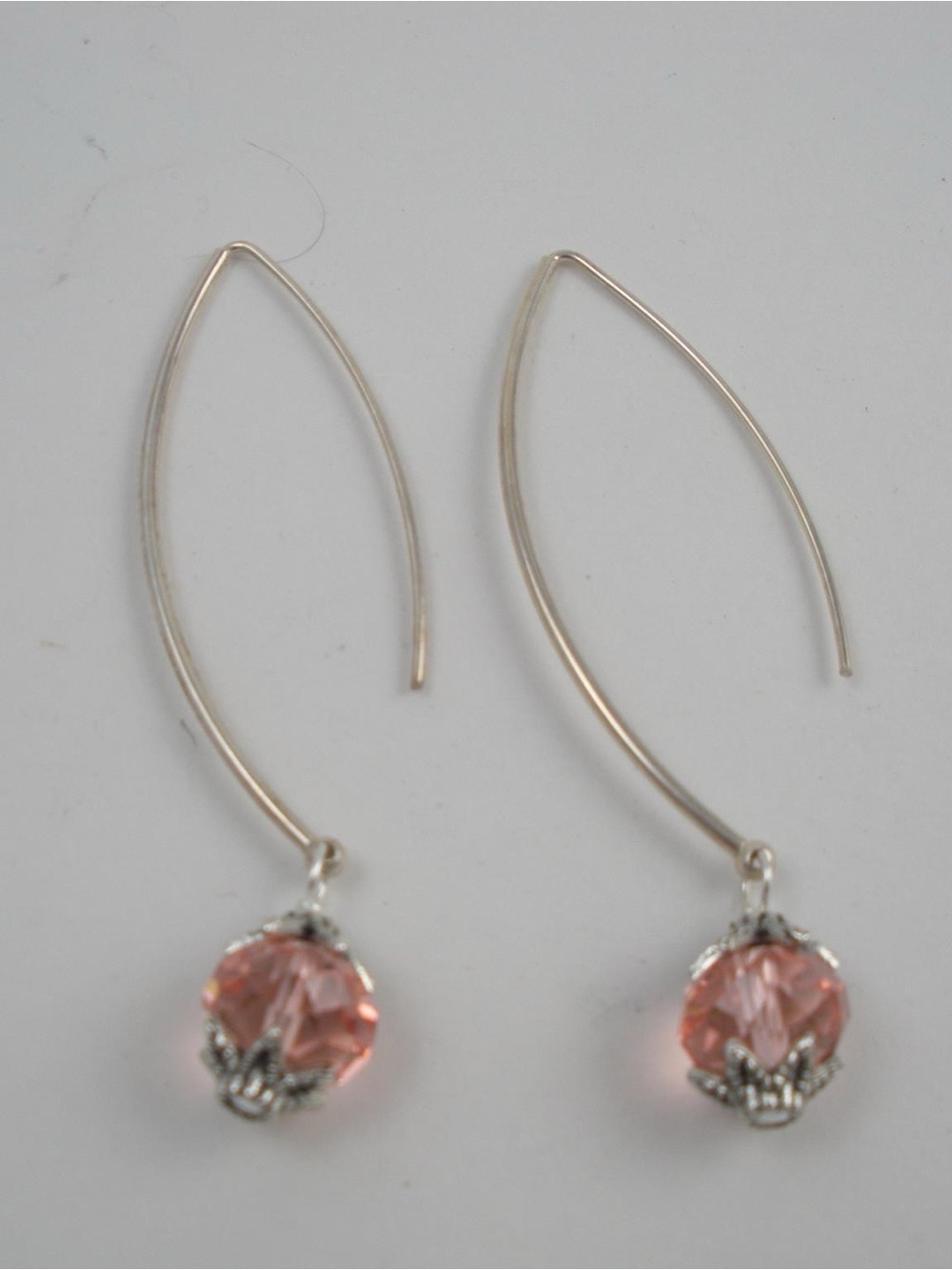 Delicate Pink Crystal Drop Wire Earrings